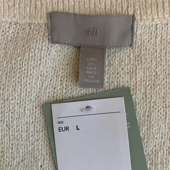 NWT H&M Cream Knit Cardigan Gold Buttons Size L - Picture 6 of 9
